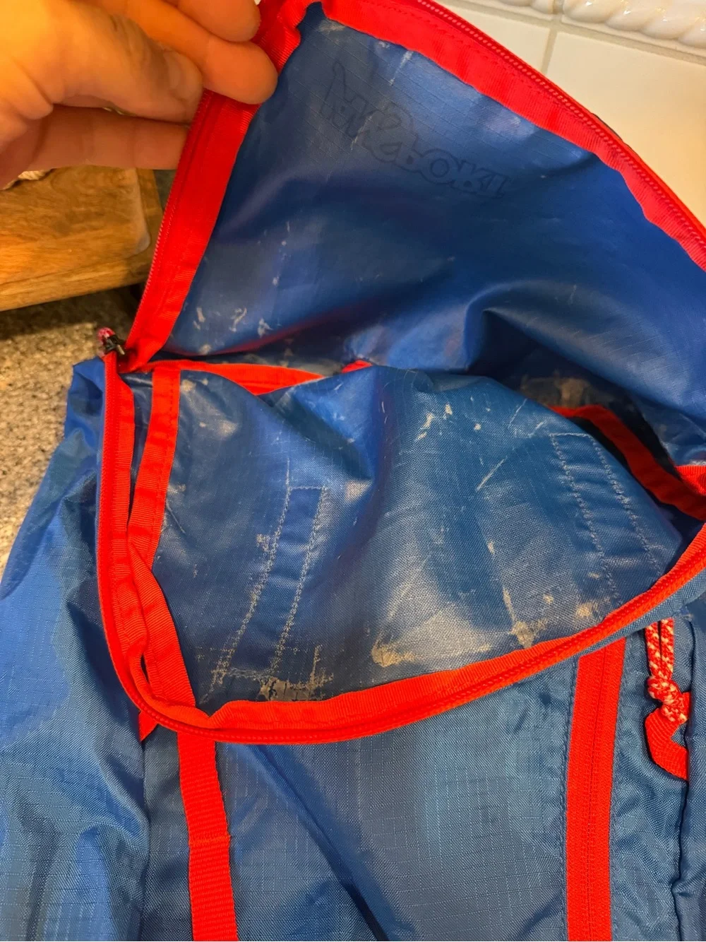 Jansport Blue Backpack with Red Accents and Hydration Bladder